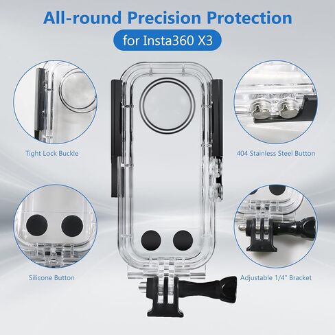 iEago RC Waterproof Housing Case for Insta360 X3, 40M/131FT Dive Case Protective Underwater Shell with Bracket Mount Adapter Accessories for Insta360 X3 Action Camera in Saudi Arabia