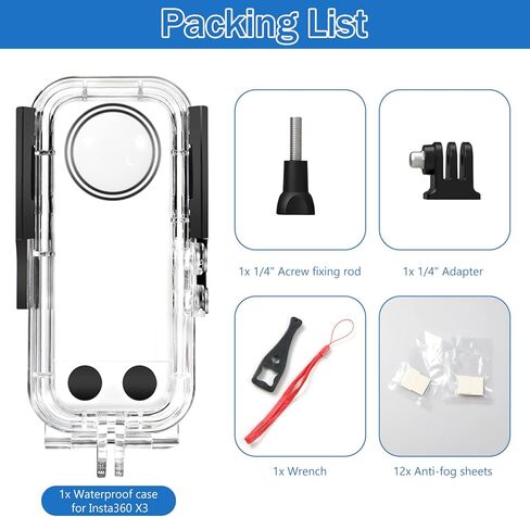 iEago RC Waterproof Housing Case for Insta360 X3, 40M/131FT Dive Case Protective Underwater Shell with Bracket Mount Adapter Accessories for Insta360 X3 Action Camera in Saudi Arabia