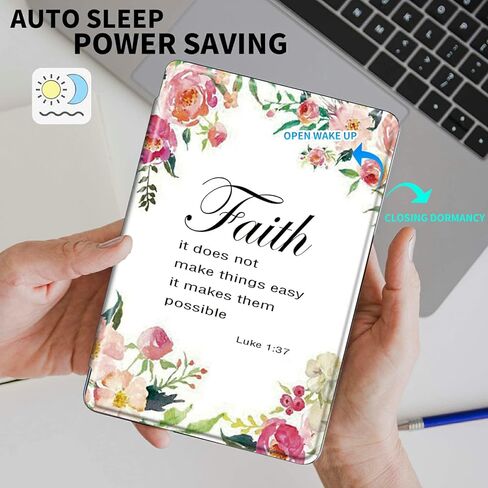 Rossy Case for 6.8" Kindle Paperwhite (11th Generation 2021) and Kindle Paperwhite Signature Edition + Screen Protector 360 Degree Rotating Swivel Cover with Auto Sleep/Wake,1-37 Bible Verse Christian in Kuwait