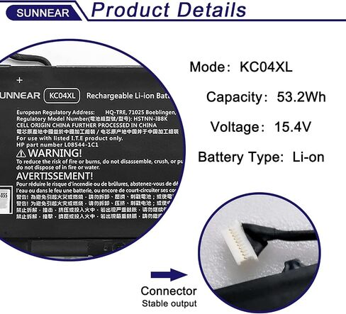 SUNNEAR L08496-855 KC04XL بطارية كمبيوتر محمول ل HP Envy X360 13-AG 13M-AQ 13-AR 13-AH 13-AQ 13-ah0051wm 13-ag0001la سلسلة HSTNN-DB8P HSTNN-IB8K KC04053XL L08544-1C1 L08544-2B1 T PN-W133 تي بي إن -W136 in Saudi Arabia