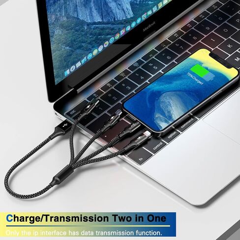 RULUS Short Multi Charging Cable [2Pack/35CM] Multi USB Cable 4 in 1 Multi Charger Fast Charger Cord Braided Universal USB Charger Cable with IP/Type C/Micro USB Port for Cell Phones Tablets & More in Saudi Arabia