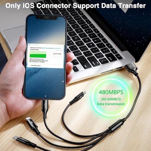 RULUS Short Multi Charging Cable [2Pack/35CM] Multi USB Cable 4 in 1 Multi Charger Fast Charger Cord Braided Universal USB Charger Cable with IP/Type C/Micro USB Port for Cell Phones Tablets & More in Saudi Arabia