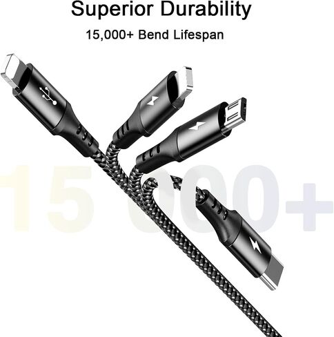 RULUS Short Multi Charging Cable [2Pack/35CM] Multi USB Cable 4 in 1 Multi Charger Fast Charger Cord Braided Universal USB Charger Cable with IP/Type C/Micro USB Port for Cell Phones Tablets & More in Saudi Arabia