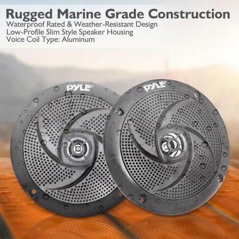 Pyle Low-Profile Waterproof Marine Speakers (Black) & Marine Waterproof Speakers 6.5" 1 Pair in Black in Saudi Arabia
