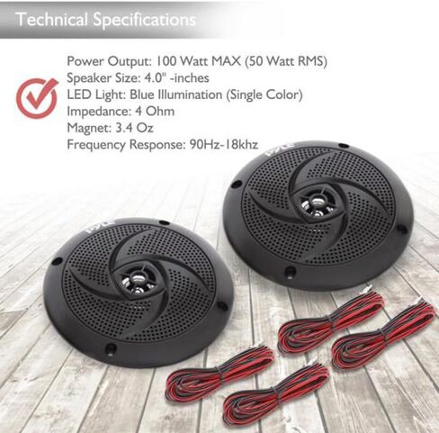 Pyle Low-Profile Waterproof Marine Speakers (Black) & Marine Waterproof Speakers 6.5" 1 Pair in Black in Saudi Arabia