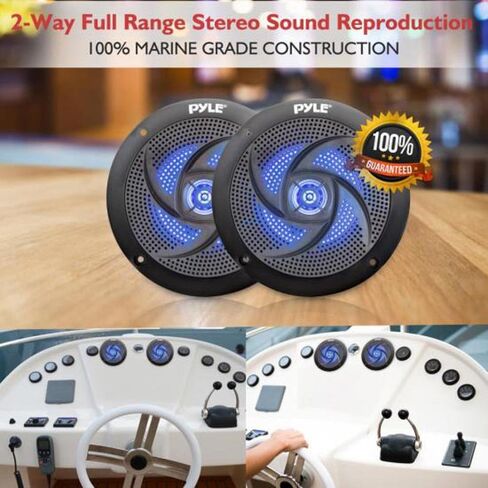 Pyle Low-Profile Waterproof Marine Speakers (Black) & Marine Waterproof Speakers 6.5" 1 Pair in Black in Saudi Arabia