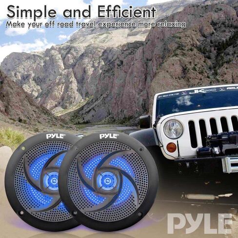 Pyle Low-Profile Waterproof Marine Speakers (Black) & Marine Waterproof Speakers 6.5" 1 Pair in Black in Saudi Arabia