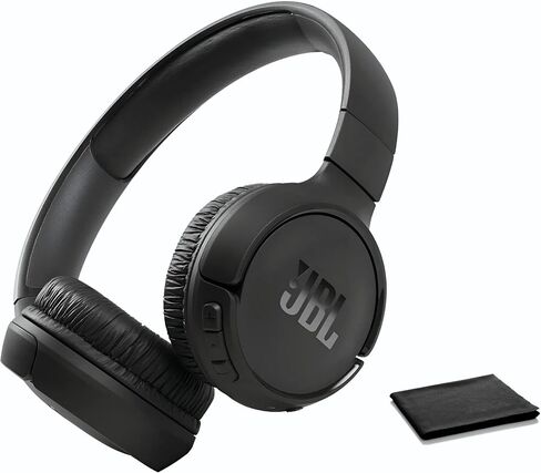 JBL Tune 570BT On-Ear Wireless Bluetooth Headphones with Pure Bass Stereo Sound, Includes Cleaning Cloth - Black(JBLT570BTBLKAM-CC) in Saudi Arabia