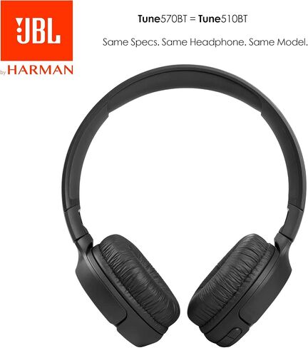 JBL Tune 570BT On-Ear Wireless Bluetooth Headphones with Pure Bass Stereo Sound, Includes Cleaning Cloth - Black(JBLT570BTBLKAM-CC) in Saudi Arabia