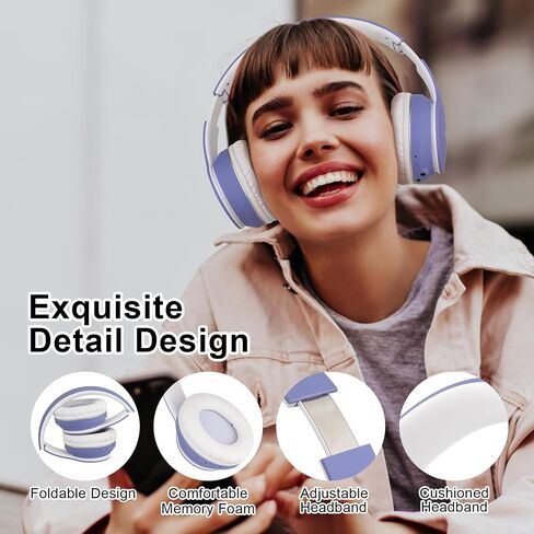 JOMILIN B9 Bluetooth Headphones Over-Ear, 3 EQ Music Modes and 50H Playtime Wireless Headphones with Mic, Hi-fi Stereo Lightweight Folding Headset, Volume Control for Travel Tablet PC (Rose Gold) in Kuwait