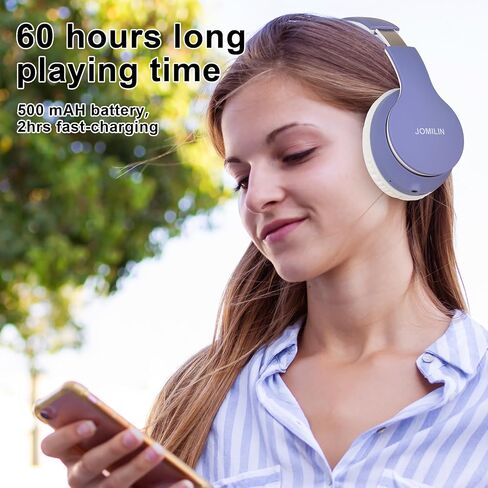 JOMILIN B9 Bluetooth Headphones Over-Ear, 3 EQ Music Modes and 50H Playtime Wireless Headphones with Mic, Hi-fi Stereo Lightweight Folding Headset, Volume Control for Travel Tablet PC (Rose Gold) in Kuwait