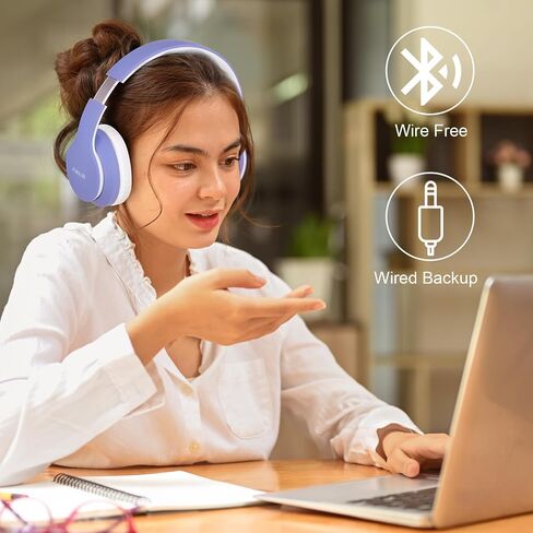 JOMILIN B9 Bluetooth Headphones Over-Ear, 3 EQ Music Modes and 50H Playtime Wireless Headphones with Mic, Hi-fi Stereo Lightweight Folding Headset, Volume Control for Travel Tablet PC (Rose Gold) in Kuwait