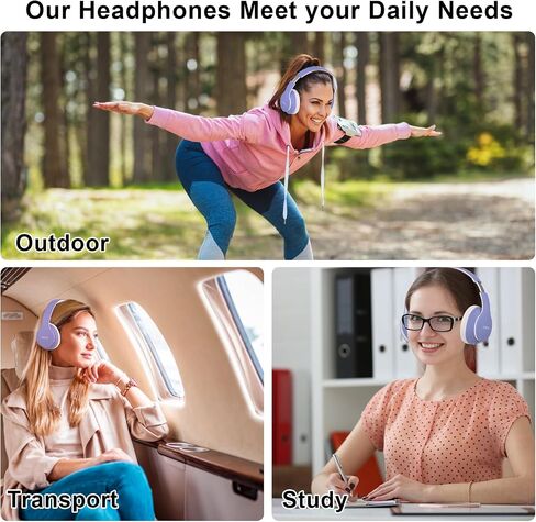 JOMILIN B9 Bluetooth Headphones Over-Ear, 3 EQ Music Modes and 50H Playtime Wireless Headphones with Mic, Hi-fi Stereo Lightweight Folding Headset, Volume Control for Travel Tablet PC (Rose Gold) in Kuwait