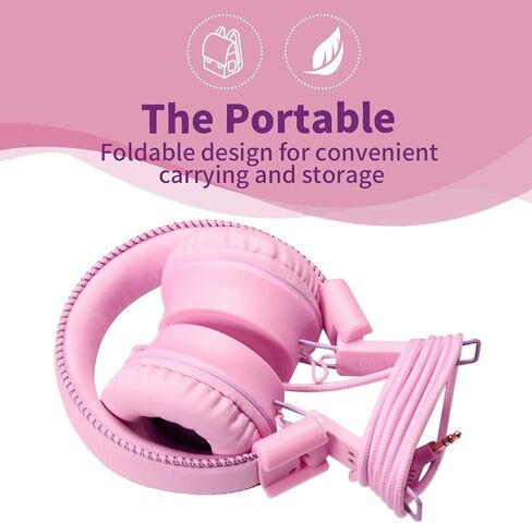 سماعات رأس سلكية للأطفال POWMEE M2، قابلة للطي وقابلة للتعديل وخالية من التشابك، سلك جاك 3.5 ملم على الأذن للأطفال / المراهقين / الفتيات / المدرسة / كيندل / طائرة / طائرة / (أزرق) in Kuwait