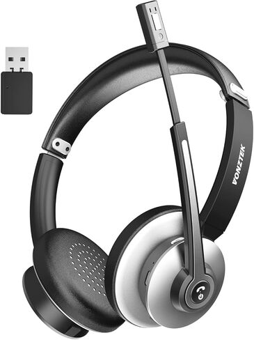 Vonztek Wireless Headset with Microphone for PC，Bluetooth Headset with Mic Mute & Noise Canceling, Wireless Headphones with USB Dongle for Work from Home/Laptop/Office/Cell Phone/Zoom/Ms Teams/Skype in Kuwait