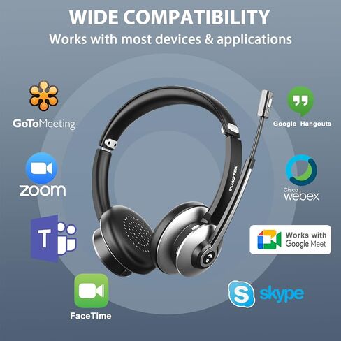 Vonztek Wireless Headset with Microphone for PC，Bluetooth Headset with Mic Mute & Noise Canceling, Wireless Headphones with USB Dongle for Work from Home/Laptop/Office/Cell Phone/Zoom/Ms Teams/Skype in Kuwait