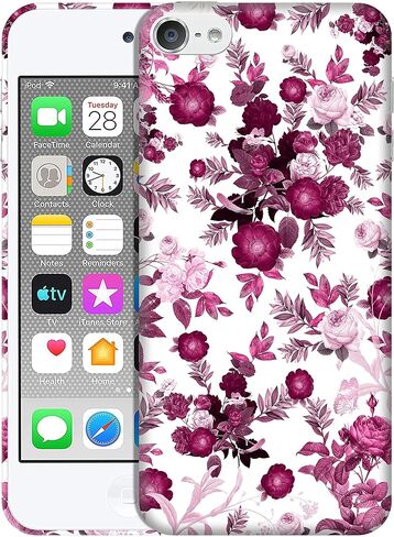 Glisten - iPod Touch 7th / 6th / 5th Generation Case - Pink Burgundy Floral Pattern Design Printed Cute, Slim & Sleek Plastic Hard Snap on Designer Back Case/Cover for iPod Touch 7/6 / 5.. in Kuwait