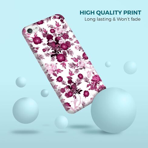 Glisten - iPod Touch 7th / 6th / 5th Generation Case - Pink Burgundy Floral Pattern Design Printed Cute, Slim & Sleek Plastic Hard Snap on Designer Back Case/Cover for iPod Touch 7/6 / 5.. in Kuwait