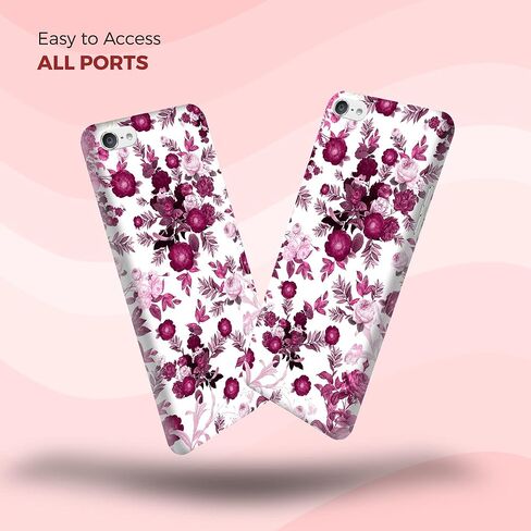 Glisten - iPod Touch 7th / 6th / 5th Generation Case - Pink Burgundy Floral Pattern Design Printed Cute, Slim & Sleek Plastic Hard Snap on Designer Back Case/Cover for iPod Touch 7/6 / 5.. in Kuwait