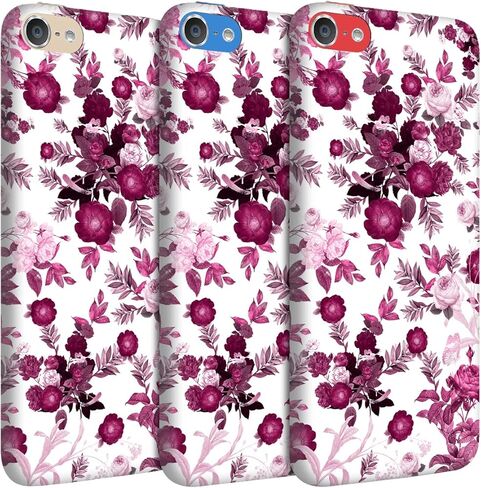 Glisten - iPod Touch 7th / 6th / 5th Generation Case - Pink Burgundy Floral Pattern Design Printed Cute, Slim & Sleek Plastic Hard Snap on Designer Back Case/Cover for iPod Touch 7/6 / 5.. in Kuwait