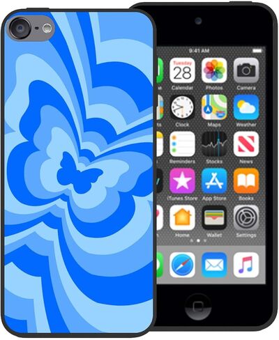 zaztify Phone Case for iPod Touch 5/6/7, Light Pink Butterfly Swirl Incline Coffee Latte Valentine Color Block Shockproof Protective Anti-Slip Thin Soft Cover Shell in Saudi Arabia