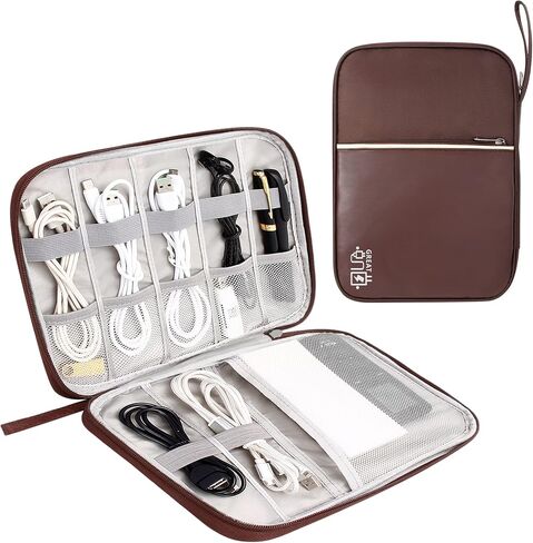 Electronics Organizer Small Travel Cable Organizer Bag Compact Waterproof Electronic Accessories Cord Case for Hard Drives, Cables, Cords, Chargers in Saudi Arabia