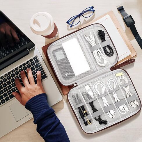 Electronics Organizer Small Travel Cable Organizer Bag Compact Waterproof Electronic Accessories Cord Case for Hard Drives, Cables, Cords, Chargers in Saudi Arabia