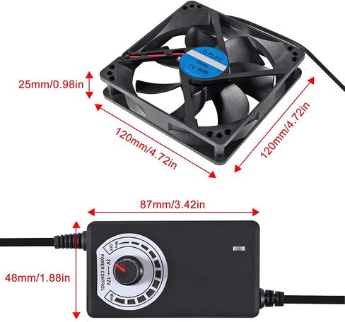 Blower Cooling Fan 120x25mm 110V 220V AC Powered Cooling Fan Dual-Ball Bearings 3 to 12V Speed Controller Fan for Receiver DVR Compatible with Playstation Xbox Component in Saudi Arabia