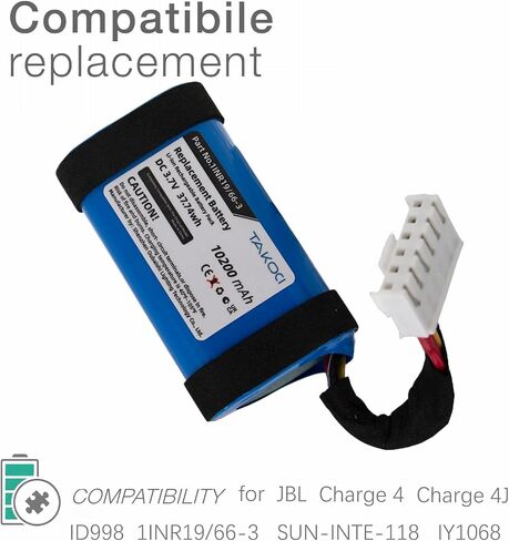 Youejoeq jbl Charge 4 استبدال بطارية لـ 1INR19/66-3، ID998، IAA011NA، SUN-INTE-118 لبطارية JBL Charge 4 اللاسلكية بلوتوث مكبر الصوت - 10200 مللي أمبير في الساعة in Kuwait