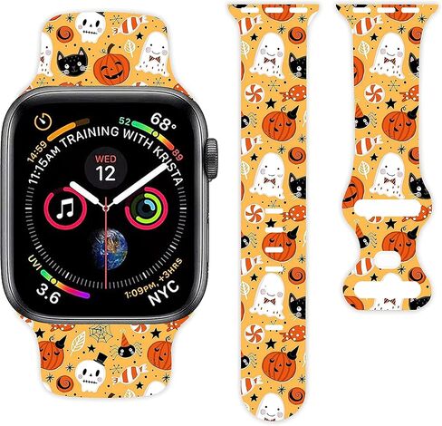 أحزمة رياضية للهالوين متوافقة مع ساعة Apple 38 مم 40 مم 41 مم 42 مم 44 مم 45 مم، أساور معصم بديلة لحزام رياضي مقاوم للماء من السيليكون الناعم مع جميع سلاسل iWatch in Kuwait