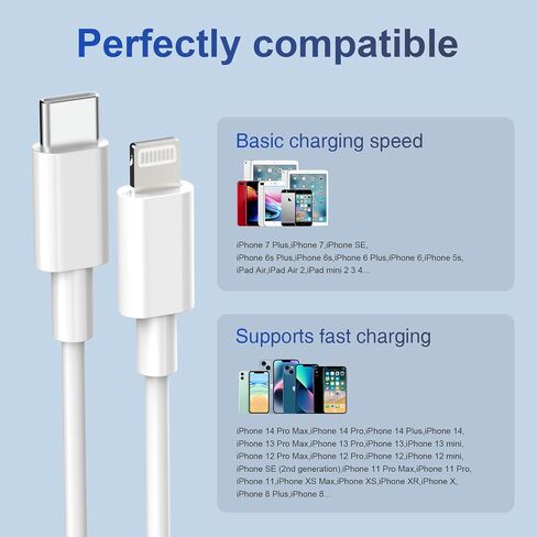 سلك شاحن iPhone طويل بطول 6 أقدام و3 عبوات من كابل Lightning معتمد من Apple MFi سلك شحن سريع مجدول من النايلون متوافق مع iPhone 14 13 12 11 Pro Max XR XS X 8 7 6 Plus SE iPad والمزيد in Kuwait