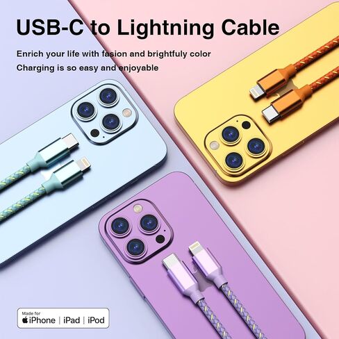 USB C to Lightning Cable for Apple MFi Certified iPhone Charger 6FT 3 Pack Fast Charging Type c to Lightning Cable iPhone Fast Charger for iPhone 14 13 12 11 Pro Max Xr Xs 8 and More in Kuwait