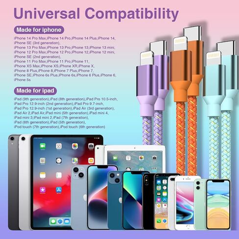 USB C to Lightning Cable for Apple MFi Certified iPhone Charger 6FT 3 Pack Fast Charging Type c to Lightning Cable iPhone Fast Charger for iPhone 14 13 12 11 Pro Max Xr Xs 8 and More in Kuwait