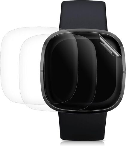 واقيات شاشة kwmobile متوافقة مع Fitbit Versa 3 / Sense - مجموعة من 3x أفلام TPU شفافة - شفافة in Kuwait