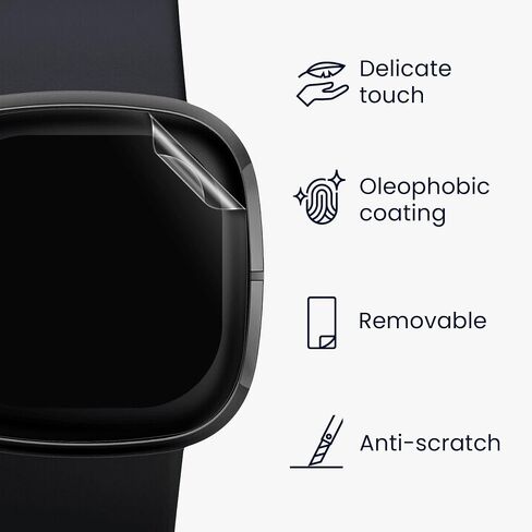 واقيات شاشة kwmobile متوافقة مع Fitbit Versa 3 / Sense - مجموعة من 3x أفلام TPU شفافة - شفافة in Kuwait
