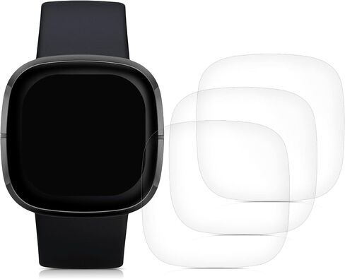 واقيات شاشة kwmobile متوافقة مع Fitbit Versa 3 / Sense - مجموعة من 3x أفلام TPU شفافة - شفافة in Kuwait
