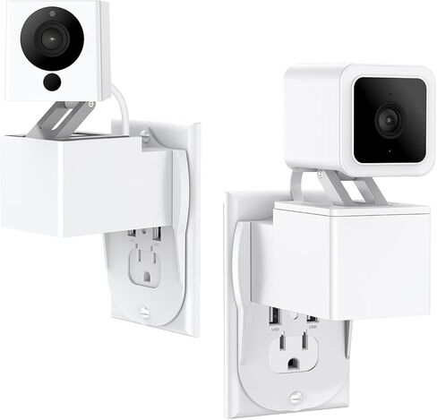OLAIKE 2 Pack Outlet Wall Mount for Wyze Cam V2 & Wyze Cam V3 & Wyze Cam Spotlight، حامل تثبيت على الحائط يدور 360 درجة، بدون أسلاك فوضوية أو تلف في الحائط (الكاميرا غير متضمنة)، أبيض in Kuwait