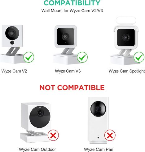 OLAIKE 2 Pack Outlet Wall Mount for Wyze Cam V2 & Wyze Cam V3 & Wyze Cam Spotlight، حامل تثبيت على الحائط يدور 360 درجة، بدون أسلاك فوضوية أو تلف في الحائط (الكاميرا غير متضمنة)، أبيض in Kuwait