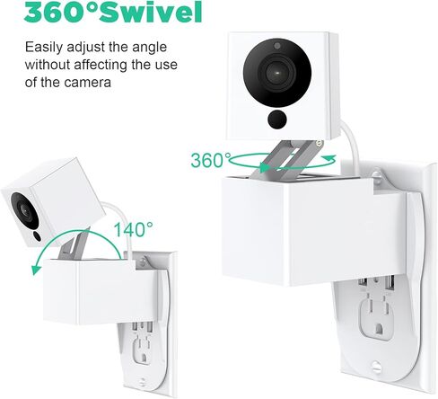 OLAIKE 2 Pack Outlet Wall Mount for Wyze Cam V2 & Wyze Cam V3 & Wyze Cam Spotlight، حامل تثبيت على الحائط يدور 360 درجة، بدون أسلاك فوضوية أو تلف في الحائط (الكاميرا غير متضمنة)، أبيض in Kuwait