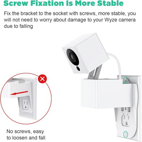 OLAIKE 2 Pack Outlet Wall Mount for Wyze Cam V2 & Wyze Cam V3 & Wyze Cam Spotlight، حامل تثبيت على الحائط يدور 360 درجة، بدون أسلاك فوضوية أو تلف في الحائط (الكاميرا غير متضمنة)، أبيض in Kuwait