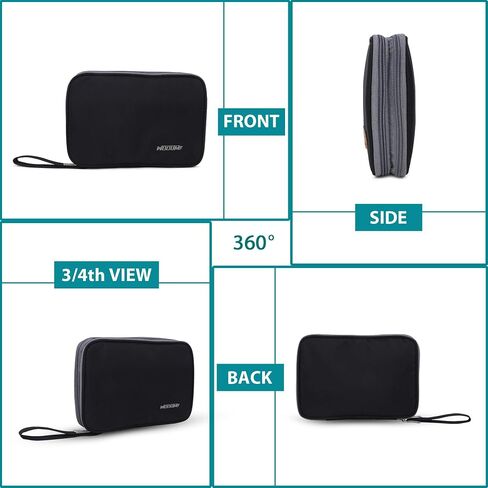 Wooum Cable and Electronic Accessories Storage Bag, Carrying and Traveling Case for Wires Charger USB Digital Gadget Power Bank Earphone Cable, Pen Storage Bags 26X18X2.5Cm Black in Saudi Arabia