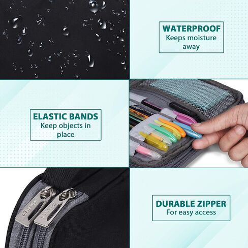 Wooum Cable and Electronic Accessories Storage Bag, Carrying and Traveling Case for Wires Charger USB Digital Gadget Power Bank Earphone Cable, Pen Storage Bags 26X18X2.5Cm Black in Saudi Arabia