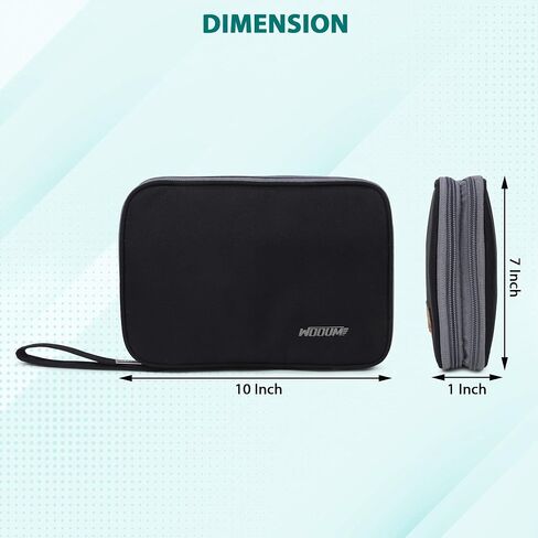 Wooum Cable and Electronic Accessories Storage Bag, Carrying and Traveling Case for Wires Charger USB Digital Gadget Power Bank Earphone Cable, Pen Storage Bags 26X18X2.5Cm Black in Saudi Arabia