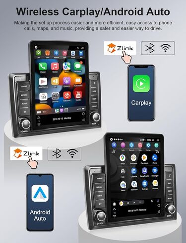 ستيريو سيارة أندرويد 9.5 بوصة مع Carplay Android Auto، شاشة تعمل باللمس METEESER وحدة رأس مزدوجة Din مع نظام ملاحة GPS، واي فاي، صوت هاي فاي، راديو FM/RDS، شاشة مقسمة + كاميرا احتياطية، in Saudi Arabia