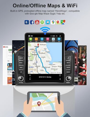 ستيريو سيارة أندرويد 9.5 بوصة مع Carplay Android Auto، شاشة تعمل باللمس METEESER وحدة رأس مزدوجة Din مع نظام ملاحة GPS، واي فاي، صوت هاي فاي، راديو FM/RDS، شاشة مقسمة + كاميرا احتياطية، in Saudi Arabia