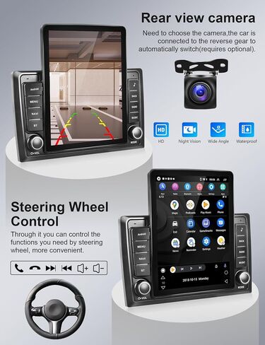 ستيريو سيارة أندرويد 9.5 بوصة مع Carplay Android Auto، شاشة تعمل باللمس METEESER وحدة رأس مزدوجة Din مع نظام ملاحة GPS، واي فاي، صوت هاي فاي، راديو FM/RDS، شاشة مقسمة + كاميرا احتياطية، in Saudi Arabia