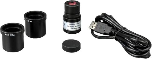 AmScope M150B-E Digital Compound Monocular Microscope, WF10x and WF20x Eyepieces, 40x-800x Magnification, LED Illumination, Brightfield, Single-Lens Condenser, Coaxial Coarse and Fine Focus, Plain Stage, 110V, Includes 0.3MP Camera and Software in Saudi Arabia