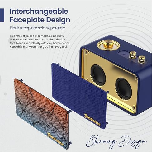 ترينبادر مكبر صوت بلوتوث ريترو مع راديو، مكبر صوت بلوتوث لاسلكي محمول للمنزل والمكتب والسفر في الهواء الطلق، صوت ستيريو أفضل، بلوتوث 5.0، وقت تشغيل 12 ساعة، تصميم مكبر صوت كلاسيكي خشبي in Kuwait