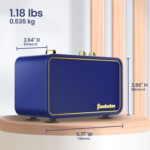 ترينبادر مكبر صوت بلوتوث ريترو مع راديو، مكبر صوت بلوتوث لاسلكي محمول للمنزل والمكتب والسفر في الهواء الطلق، صوت ستيريو أفضل، بلوتوث 5.0، وقت تشغيل 12 ساعة، تصميم مكبر صوت كلاسيكي خشبي in Kuwait