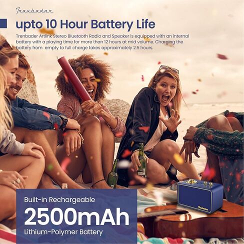 ترينبادر مكبر صوت بلوتوث ريترو مع راديو، مكبر صوت بلوتوث لاسلكي محمول للمنزل والمكتب والسفر في الهواء الطلق، صوت ستيريو أفضل، بلوتوث 5.0، وقت تشغيل 12 ساعة، تصميم مكبر صوت كلاسيكي خشبي in Kuwait